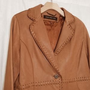 LEATHER Marc New York Butter Soft Blazer/Jacket with Lacing Detail Buckskin